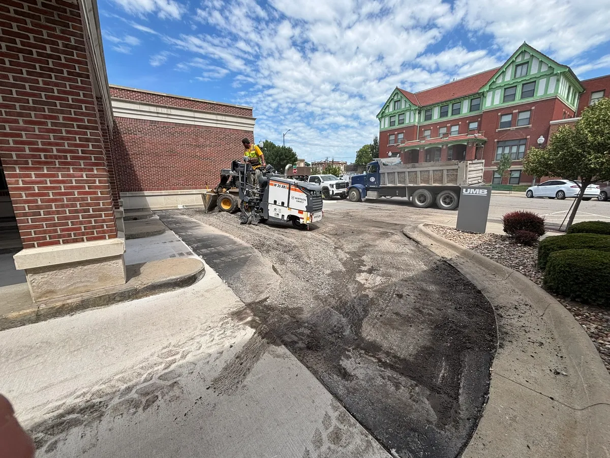 Milling equipment at a Kansas City parking lot